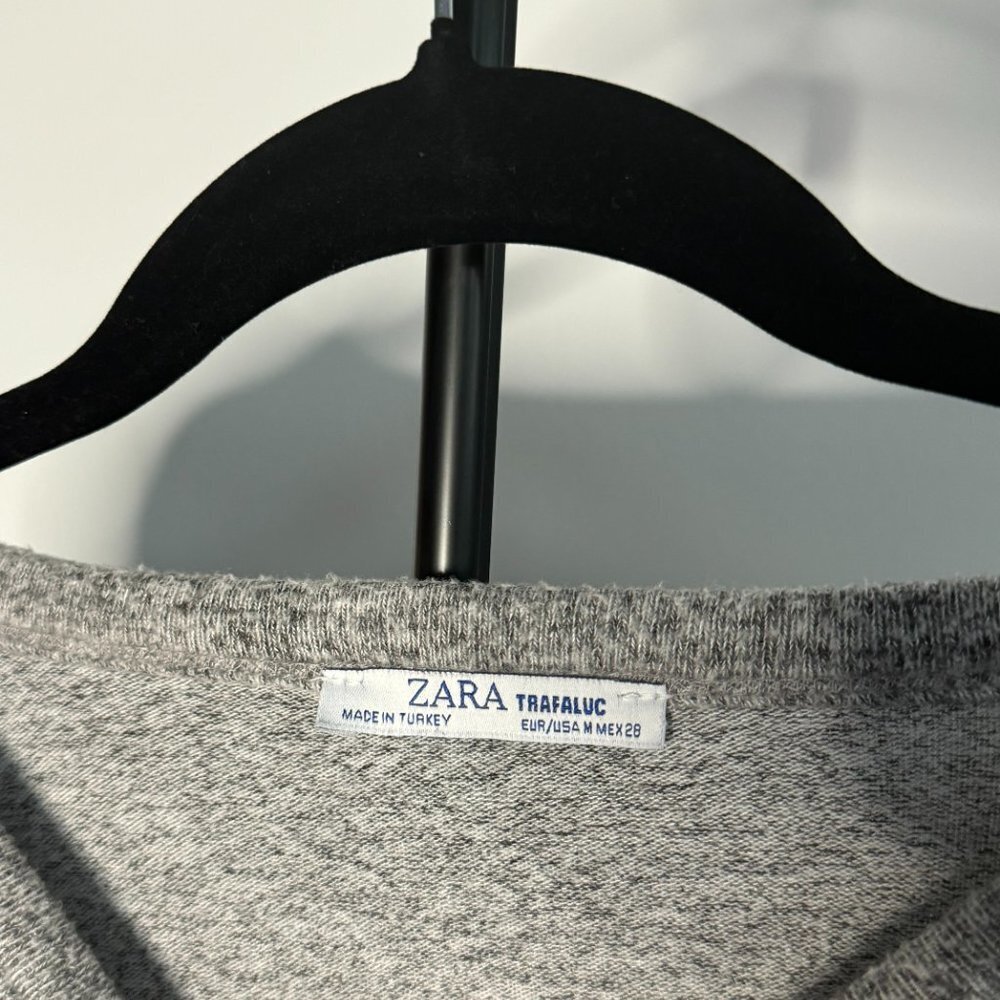 Zara | Cotton Trafaluc Cropped Long Sleeve Cotton Shirt | Heather Gray | Size M‌ - Picture 4 of 6
